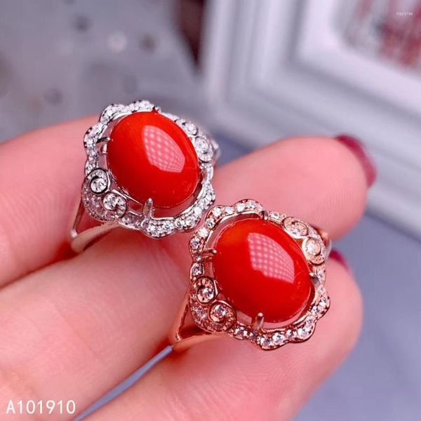 Anelli a grappolo KJJEAXCMY Boutique di gioielli in argento sterling 925 intarsiato con corallo rosso naturale Anello per donna Rilevamento moda
