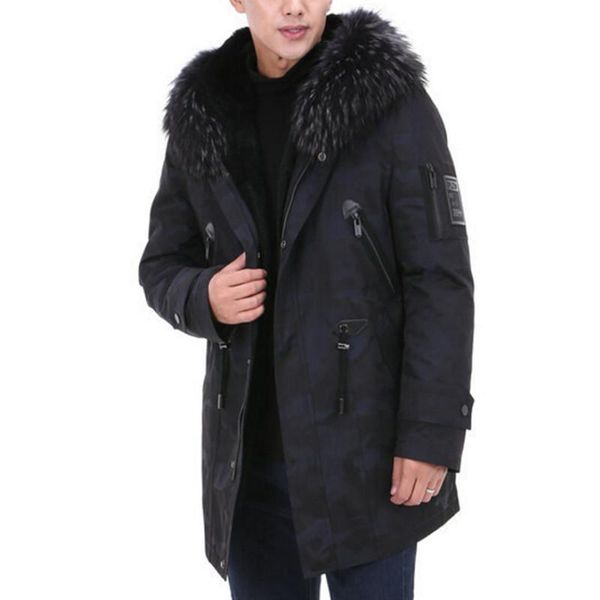 Masculino de parkas parkas peles parka masculino jaqueta de inverno raccoon com capuz natural casacos longos casacos masculinos de camuflagem militar roupas de camuflagem