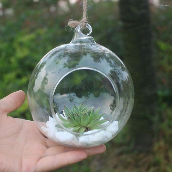 Vasen Glaskugelvase Hängender Kerzenhalter Kerzenständer Pflanzer Pflanze Terrarium Container Home Hochzeit Dekor Dekoration