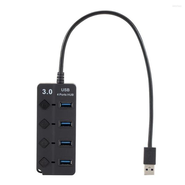 Bağlantı Noktaları USB 3.0 Hub 5Gbps Yüksek Hız Kapalı Anahtar Tablet Veri Aktarımı PC Dizüstü Bilgisayar EU US UK AU FUG için Düğme Güç Adaptörü ile