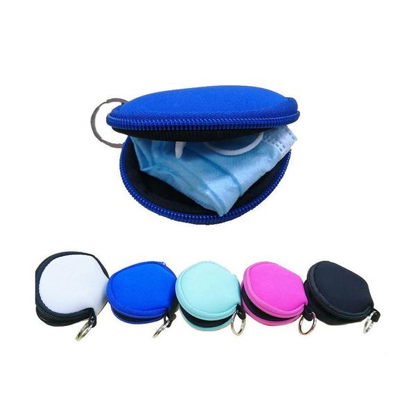 Borse portaoggetti Custodia in neoprene impermeabile con cerniera Portamonete Porta maschera Custodia per auricolari con portachiavi Auricolare per bambini 1318 V2 Consegna a domicilio Dhkgx