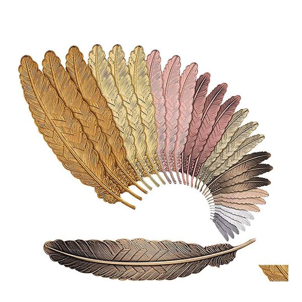 Закладка Diy Metal Feather Bookmarks Document Book Mark Label Golden Sier Rose Gold Office Школьные принадлежности 7 цветов Drop Delivery Bu Otbkr