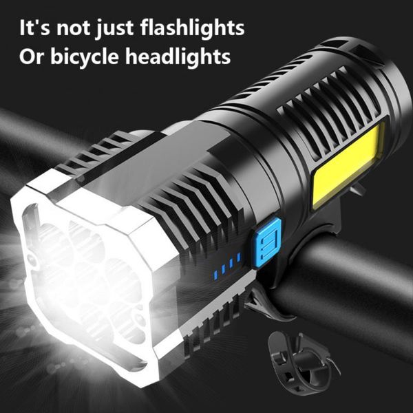 As lanternas tochas super brilhantes bicicletas portáteis fortes luz USB recarregável ao ar livre 7led tocha tactical acampamento lâmpada