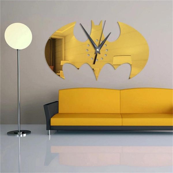 Adesivos de parede espelho relógio Bat Halloween Creative Home 3D