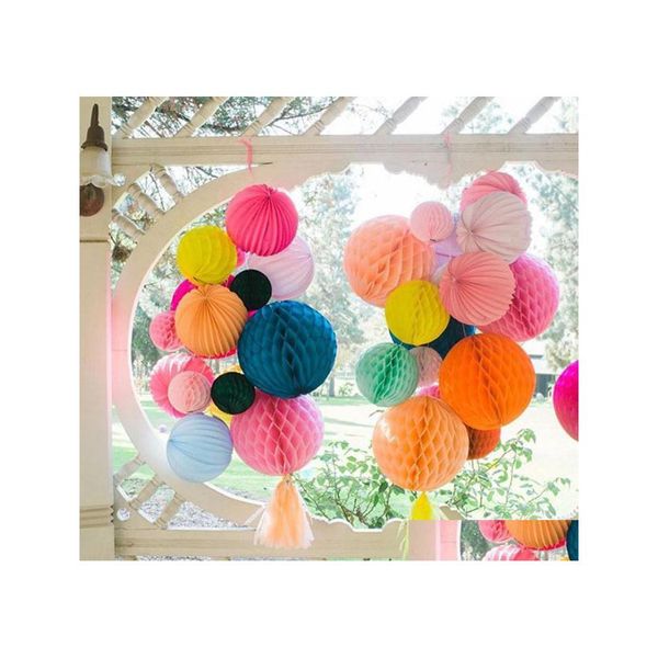 Decoração de festa Chinesa Rounding Hanging Paper Honeycomb Flowers Balls Crafts Casamento Casa Diy Lanterna Pompom SN1779 Drop Delivery Gar Dhfwc