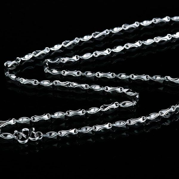 Catene Argento sterling 925 Lingotto di bambù Catena di semi di melone Lunga 45 50 55 60 CM Larghezza 1,6 1,8 2 2,5 3 3,2 3,5 3,8 4 MM Collana uomo Catene