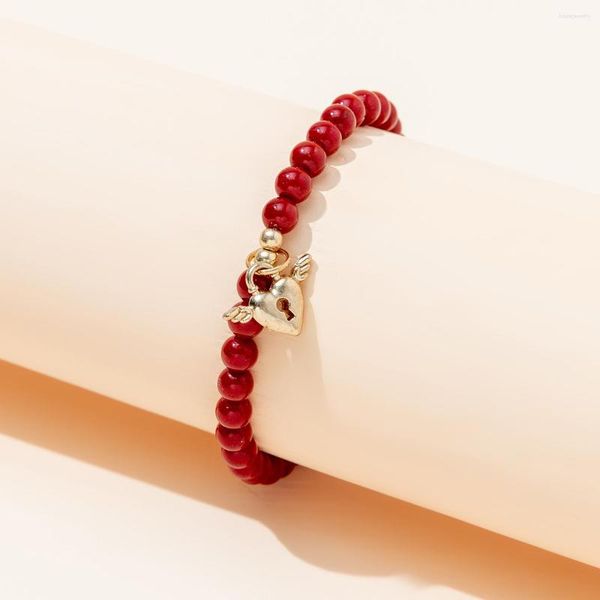 Strand Freedom Love Heart Charm Bracciale ROSSE perle piccole accessori per donne naturali