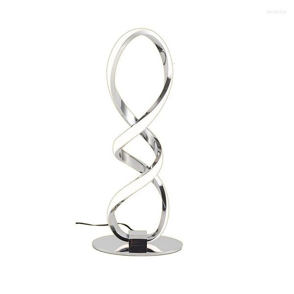 Tischlampen LED Nachttischlampe Spirale stufenlos dimmbar Nachttisch Silber für Schlafzimmer Wohnzimmer EU-Stecker