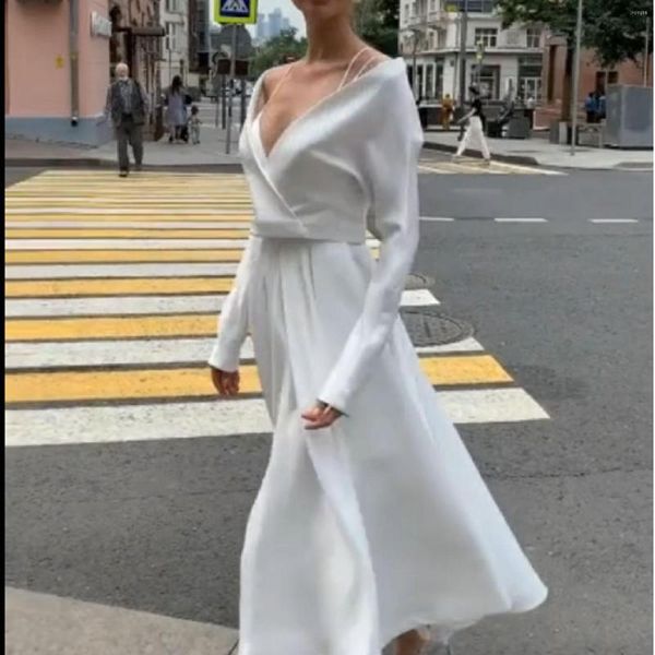 Abiti da lavoro Abito da donna sexy Abito slim senza spalline Prom Giacca a maniche lunghe Set in due pezzi Sling Backless Robe De Cocktail Party Abito da sera