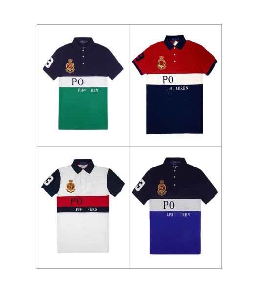 Maniche corte europee e americane Polo da uomo con maniche lunghe T-shirt da uomo firmata da uomo con risvolto ricamato Serie di città in cotone a maniche corte americane estate nuovo high-end S-5XL