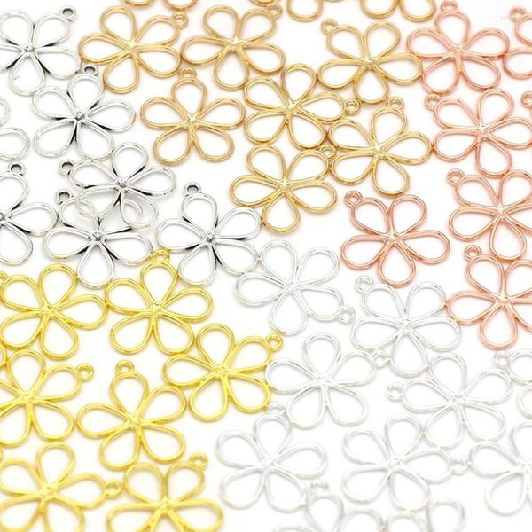 Charms 50pcs 5 colori fiore gioielli fai da te che fanno risultati petalo pianta pendenti in metallo per orecchini accessori fatti a mano