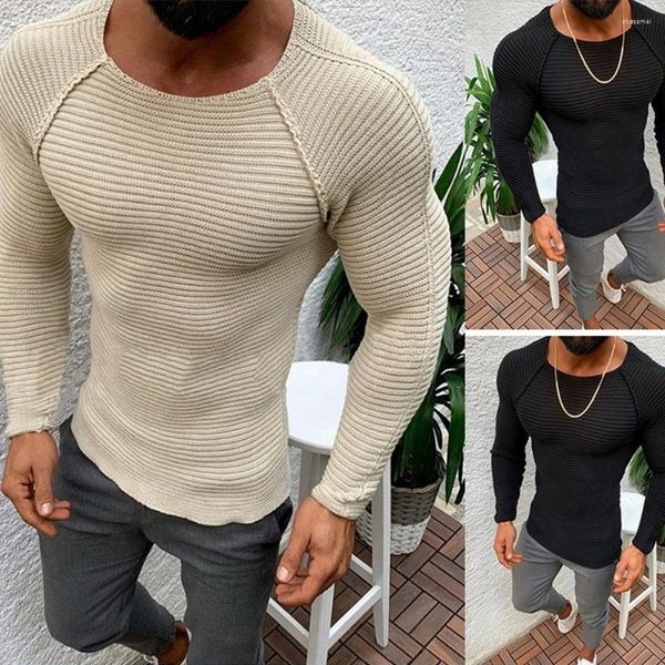 Coletes masculinos masculino suéter de pescoço camisetas de manga comprida