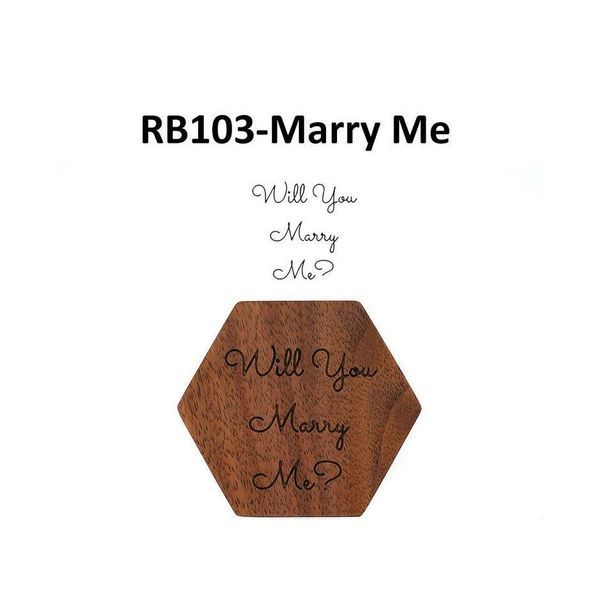 Ювелирные коробки Blank Wood Ring Box Walnut Wooden Will You Mary Me Me Wedding Ron