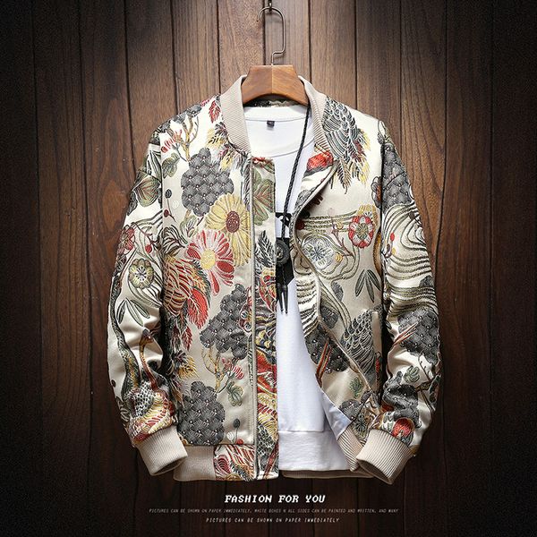 Zongke Японская вышивка мужская куртка куртка хип-хоп-стрит.
