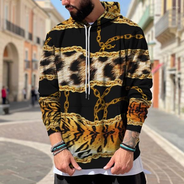 Felpe con cappuccio da uomo 2023 Felpa con cappuccio con stampa leopardata colorata Felpa 3d Felpa con cappuccio da uomo / donna Autunno e inverno Abbigliamento Giacca divertente Nero