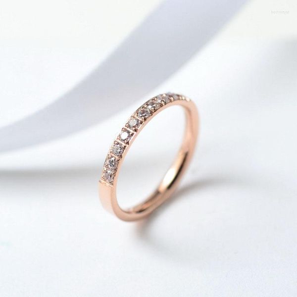 Anéis de casamento yun ruo 2023 zircônia brilhante cor de ouro rosa cor mulher de aniversário festas de moda jóias de aço titânio nunca desaparecer