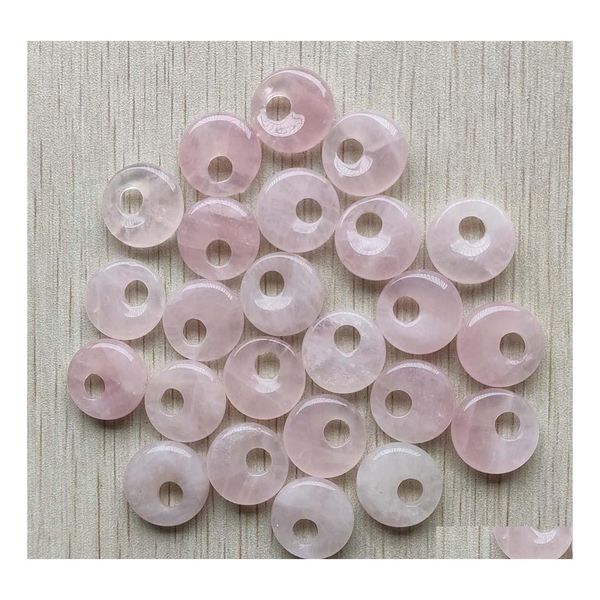 Charms Naturale Quarzo Rosa Pietra Rosa Gogo Ciambella Ciondolo Perline 18 Mm Per Gioielli Che Fanno All'ingrosso Risultati Consegna Goccia Componenti Dhiul