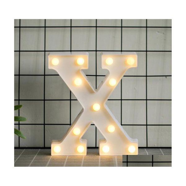 Decorazione per feste Numeri arabi Led Night Light Famiglia Compleanno Celebrazione del matrimonio Amore a forma di cuore 26 Lettera inglese Christma Dhymw