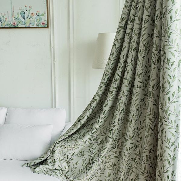 Cortina de cortinas e modernas cortinas para a sala de estar, varanda de poliéster com tecido de algodão Janela azul
