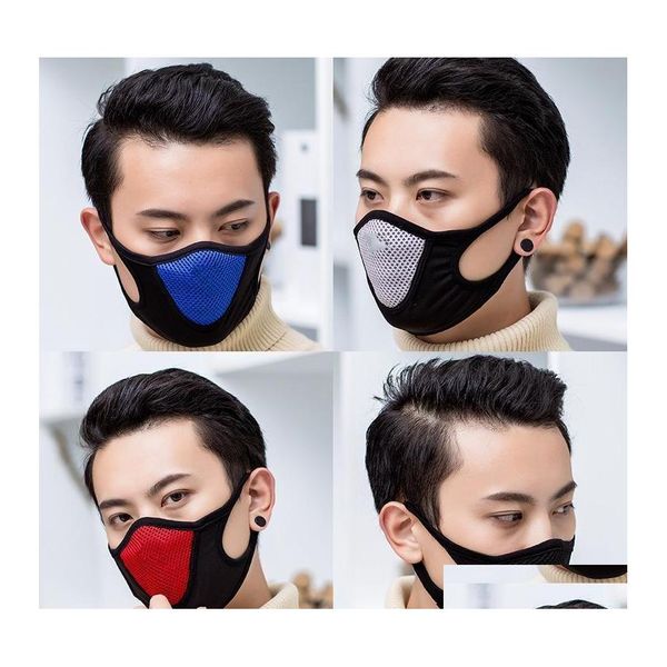 Maschere di design Donna Uomo Respiratore lavabile Bocca di respirazione regolabile Maschera per il viso Nero Protettivo per la casa 2 7Jh Uu Drop Delivery Garde Otbwu