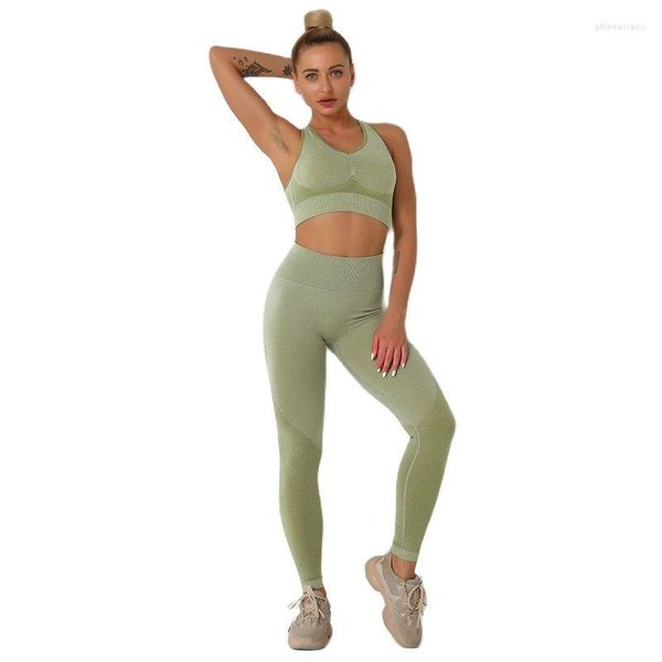 Set attivi Set da 2 pezzi Leggings da yoga da donna Reggiseni sportivi elastici Abbigliamento da palestra per donna Abbigliamento sportivo da fitness Abiti senza cuciture