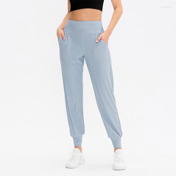 Aktif Pantolon Yoga Yüksek Bel Koşan Pantolonlar Cepler ile Gevşek Pist Spor Egzersiz Joggers Yumuşak Elastik Egzersiz Sweatpants