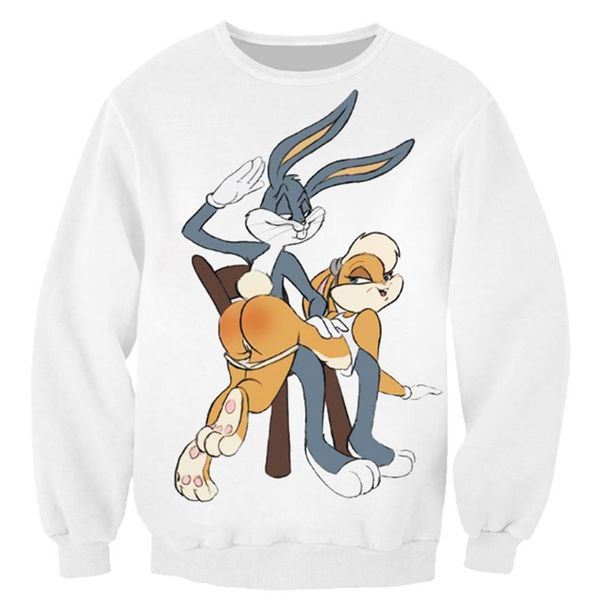 Novità Moda Donna Uomo Bugs Bunny Looney Tunes Divertente 3D stampato Felpe casual Felpa con cappuccio Top S --- 5XL B4244Y