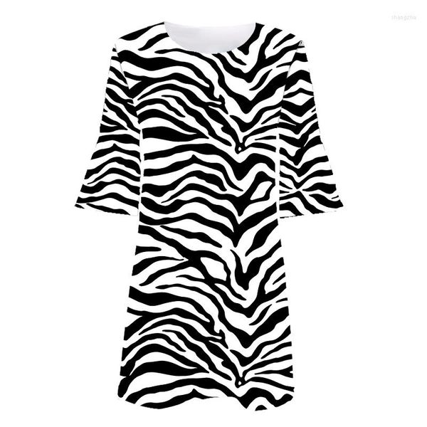 Vestidos casuais de verão clássico feminino 3d estampa zebra listras roupas de vestido baile feminino y2k saias senhoras de plus size punk por atacado