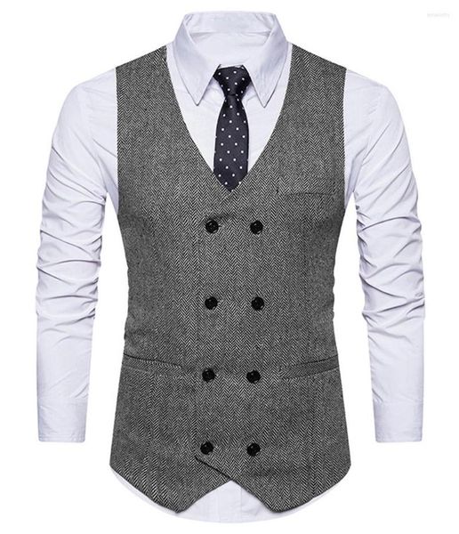 Мужские жилеты Tweed Mens Suit Vest v Neck Herringbone Slim Fit Green/Black/Brown Business Busines