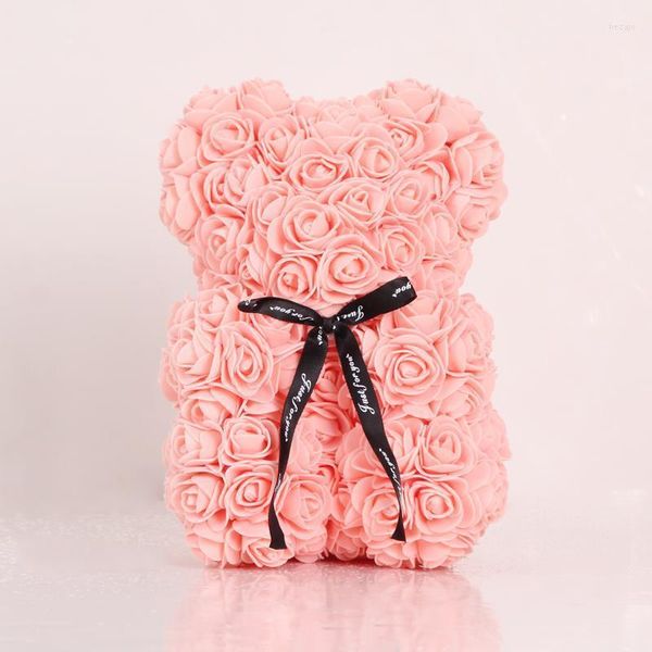 Flores decorativas Espuma Urso de ursinho de pelúcia para presentes do dia dos namorados festa de aniversário decoração de casamento de buquê artificial rosa