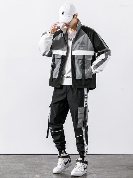 Men's Tracksuits Men Define Spring e Autumn Tooling Jacket Terne Trend Trend Korean Student Ins roupas de estilo japonês