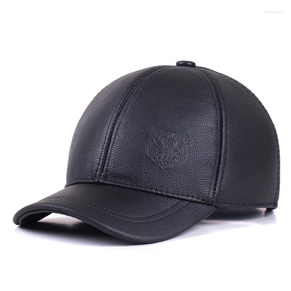 Caps de bola Capinho de couro Banco de beisebol de meia idade / outono antigo e chapéu de couro ajustável no inverno
