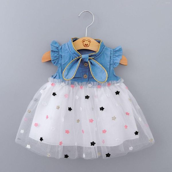 Девушка платья девочкам лето платье принцесса вечеринка тюль малыш младшая одежда рожденная днем ​​рождения 0-2y vestidos