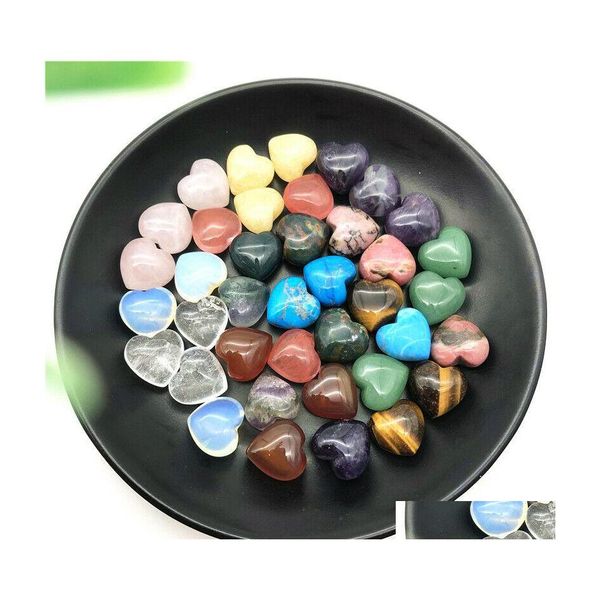 Stone Mini 15mm Heart Ornaments Natural Rose Quartz Turquoise Stones Decorazione Play Hand Hand Hands Accessori Delivery Delivery Ebreo Ebreo DHNJF