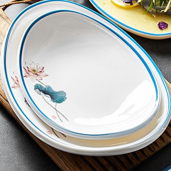 Placas Melamina Boat Oval Prato de imitação chinesa porcelana