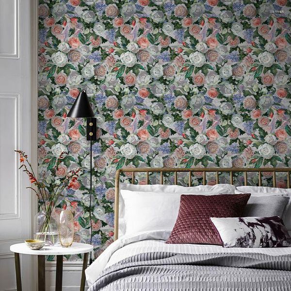 Flowerlyfe Self-Adhesive Wallpaper: 10M Waterproof Peel & Stick - American Style Cabinet & Bedroom Makeover