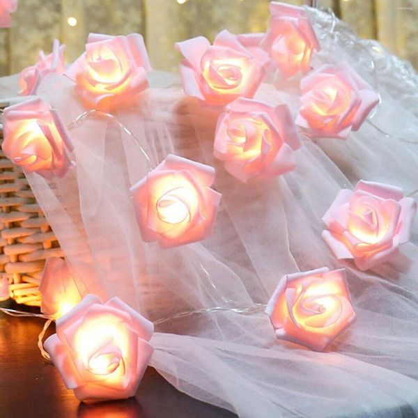 Stringhe regalo di San Valentino a batteria 10 LED rosa ghirlanda di fiori luci natalizie mini ghiacciolo caldo all'aperto