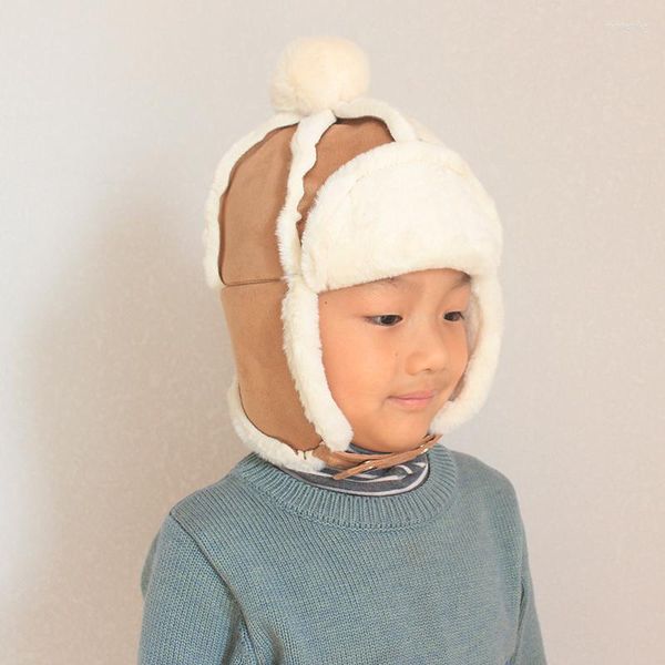 Berretti soffice cappello invernale in peluche per bambino ragazzo ragazza cappelli bomber bambini spessi paraorecchie caldi paraorecchie