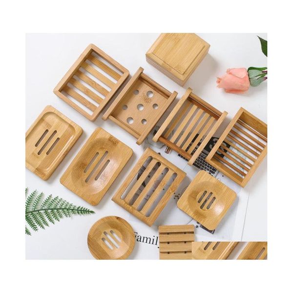 Other Products de barra Soof Soap Disher Bambu natural Bambu simples bandeja de placa de prato redondo estojo quadrado 732 K2 Drop Delivery Home Garden Dhmof