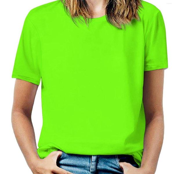 Camisas femininas Super Bright Fluorescent Green Neon Women T-Shirt Crewneck Casual Mangas curtas Tops de verão camisetas de verão
