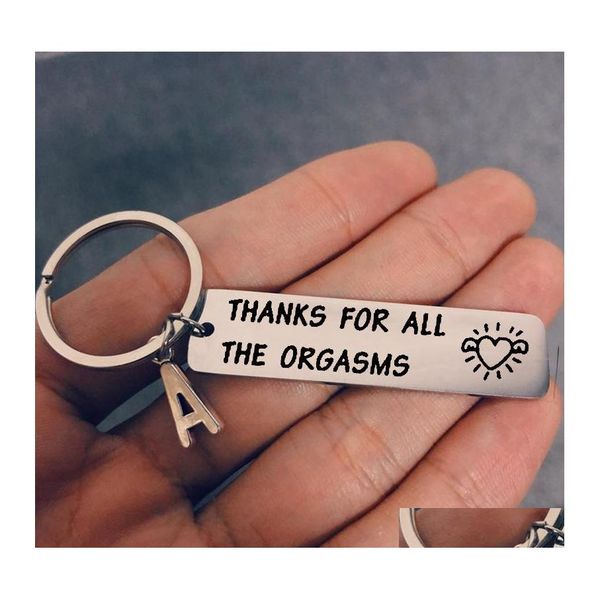 Tecla anéis de aço inoxidável Agradeço por todos os orgasmos 26 letras