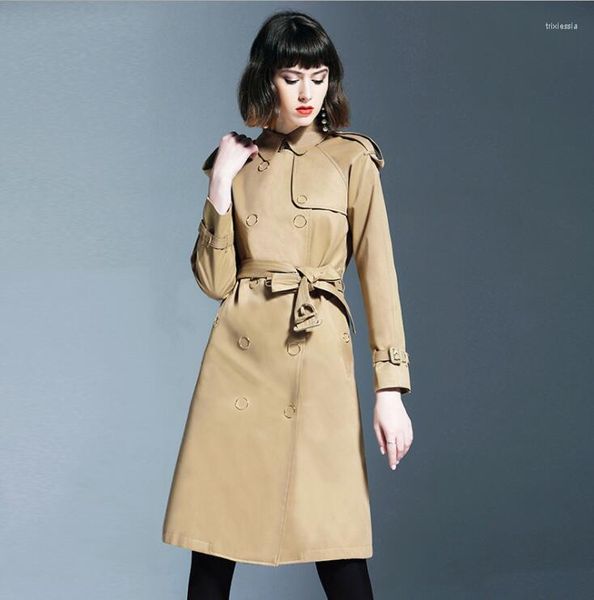 Trench da donna Cappotto da donna kaki per donna Maniche lunghe Snap Donna Casaco Feminino Cappotto Donna Abbigliamento Primavera Autunno europeo