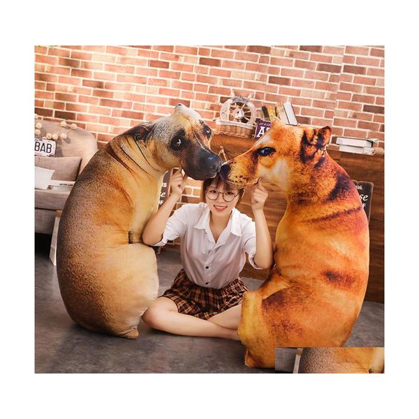 Kissen/Dekoratives Kissen, 3D-sitzender Hund, Plüsch, lebensechter Schäferhund, Husky, Shar Pei, fleckig, gefüllt, für Kinder, Adts-Kollektion, Dro Dhq3Z