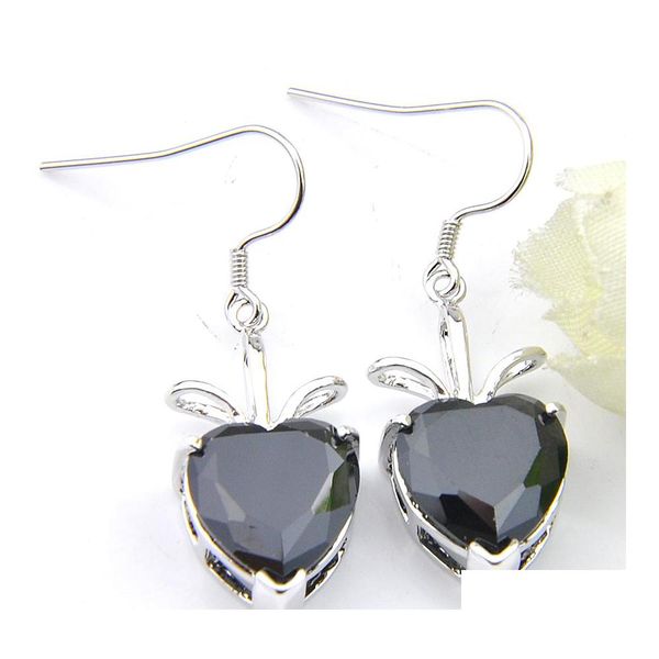 Lustre dangle luckyhine 925 sier preto onyx 10 mm cortado Hearthaped for women wedding breating austr￡lia Estados Unidos ￍndia hol dhlhn