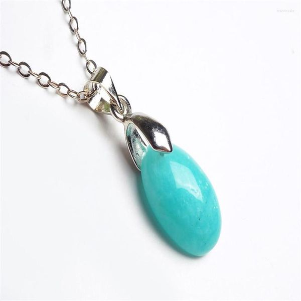 Collane con ciondolo Drop Genuine Green Natural Amazonite Stone Fashion Women Collana Love Charm Teardrop Bead 16 11 6mm