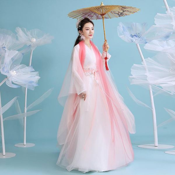 Bühne tragen Hanfu Kleid Frauen Chinesische Prinzessin Volkstanz Kostüme Karneval Kostüm Outfit Für Dame Große Plus Größe SL4144