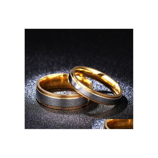 Bandringe Mode Goldener Ring für Frauen und Männer 316 Edelstahl Paar Party Hochzeit Liebhaber Geschenk Drop Lieferung Schmuck DHS2K