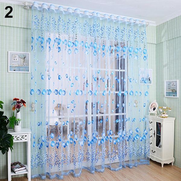 Cortina Tulip Flower Voile Drape Painel Room Sheer Felfs Valâncias Mertes