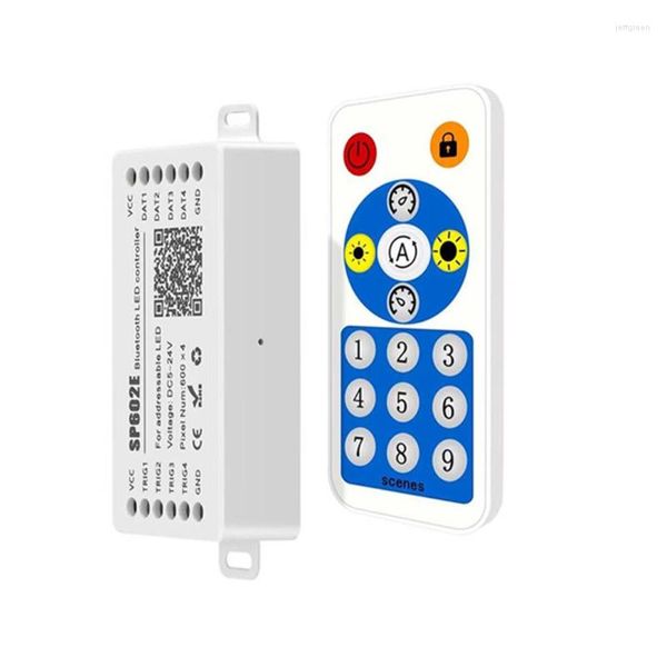 Controladores DC5V-24V SP602E 4 CH Saída de sinal WS2812B Controlador LED de música construído em microfone WS2811 WS2815 Compatível com tira de luz Bluetooth