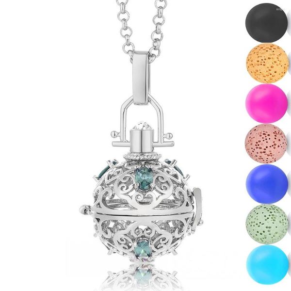 Anhänger Halsketten Mexiko Ätherisches Öl Kugel Halskette Engelsrufer 20,5mm Zirkon Engel Bola Kette 80cm Lange Schmuck Großhandel